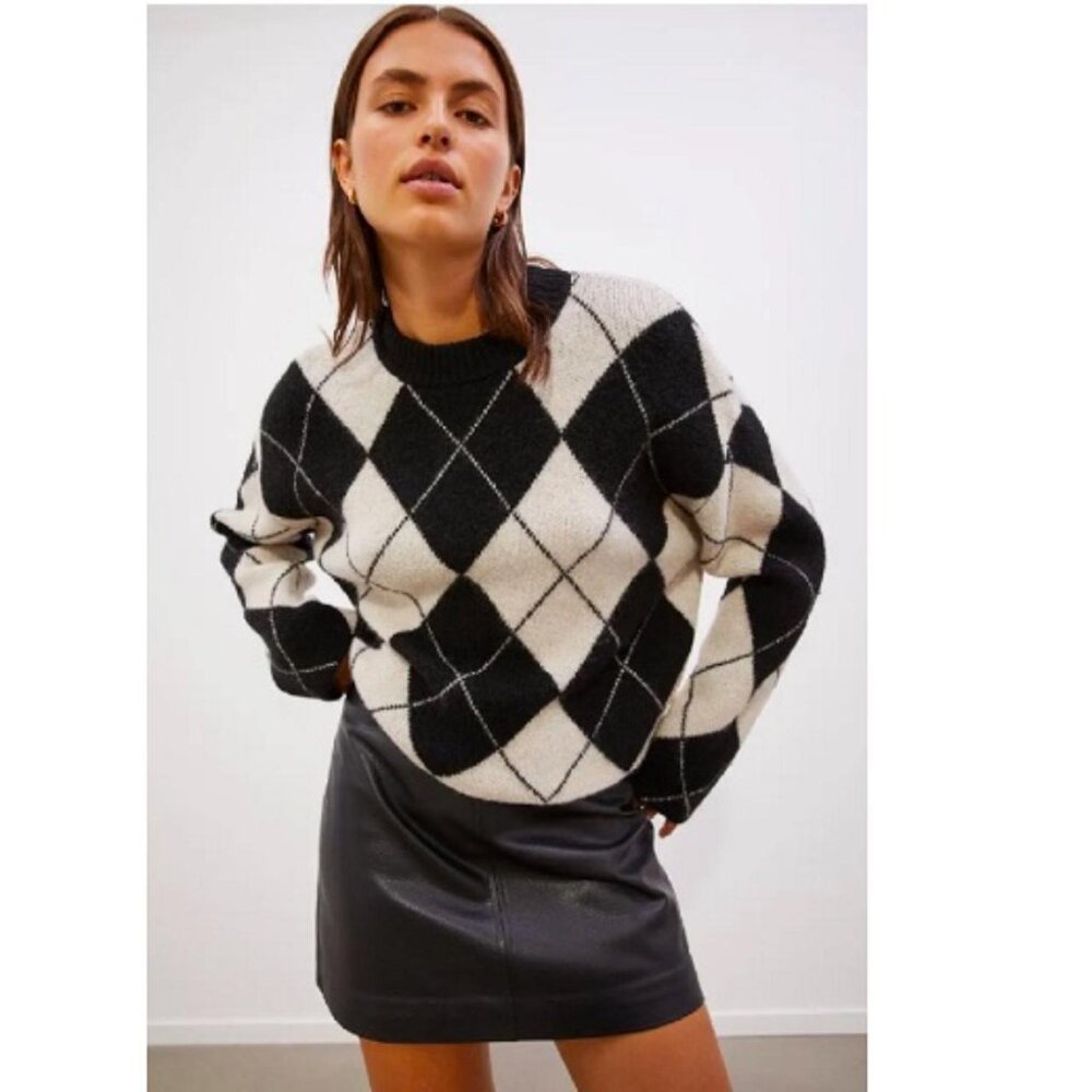 H&M Oversized Jacquard-Knit Jumper cropped size M